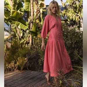 Free People On The Move Midi Dress Wrap Pink/Peach Dress Size XS